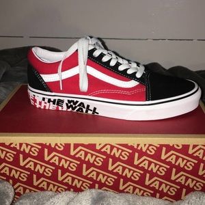 Woman’s size 7 vans white red and black
